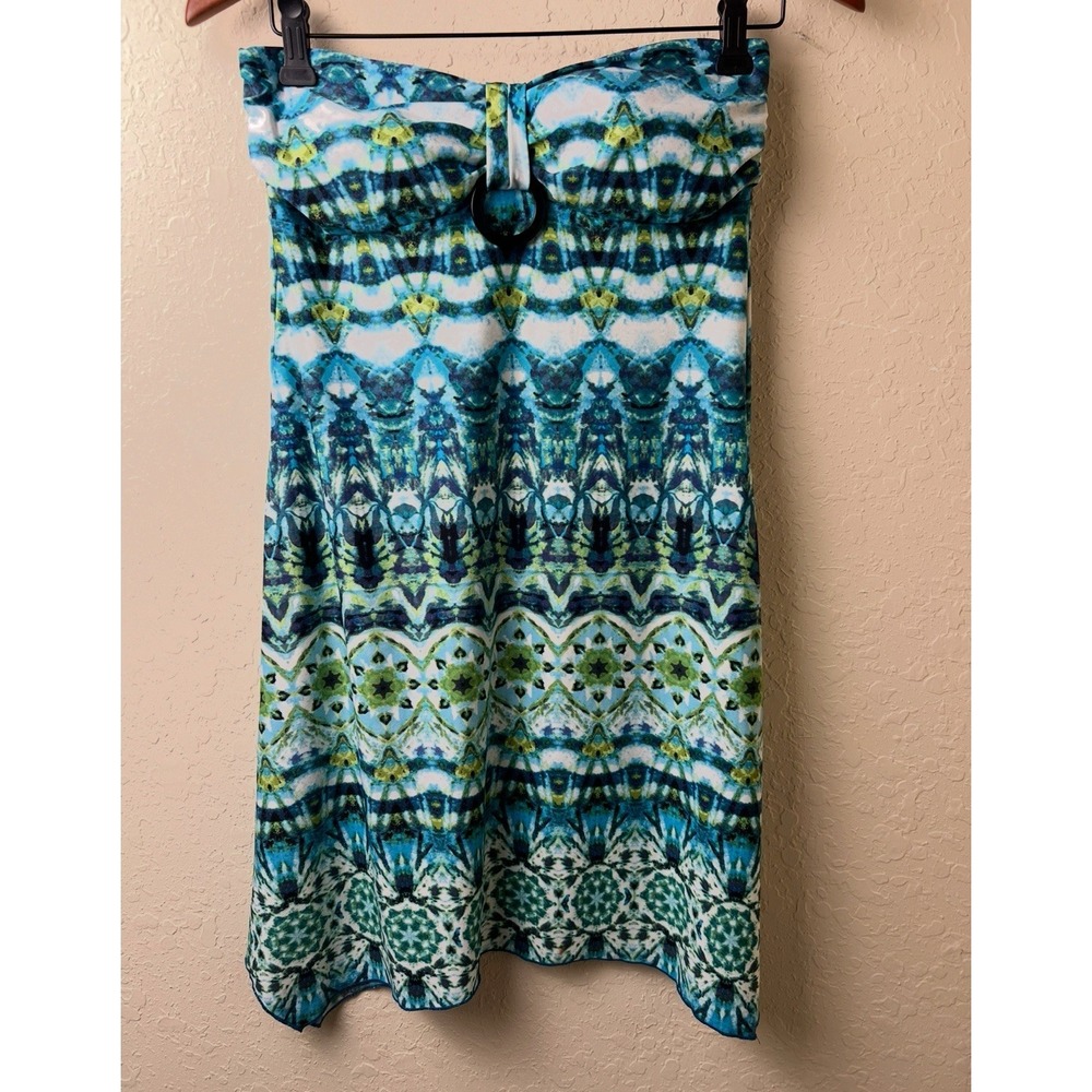 Y2K‎ 90's Vintage Dress Large Ring Bra Aztec Coquette Asymmetrical Hem Bodycon